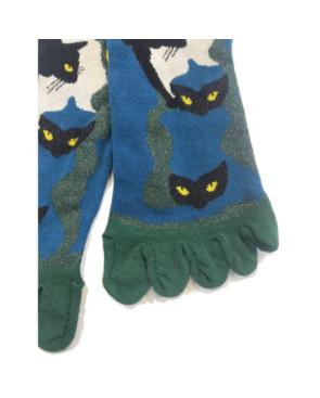  Chaussettes 5 doigts Berthe aux grands Pieds Chats Psychédéliques