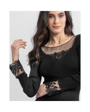 Moretta Laine et Soie 5906 col v feuille