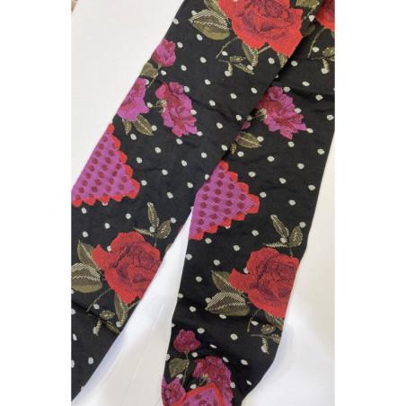 Collant Fil de Jour Plumetis Roses Rouges
