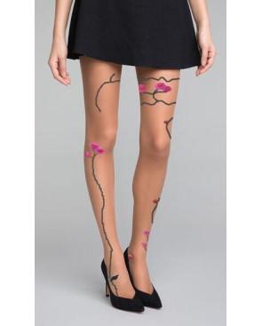 Collant Berthe aux grands Pieds tatouage roses fleuris