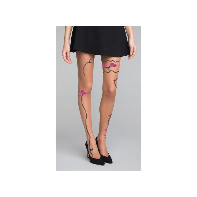 Collant Berthe aux grands Pieds Tatouage fleurs roses