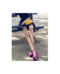 Collant Berthe aux grands Pieds Tatouage fleurs vertes bleues