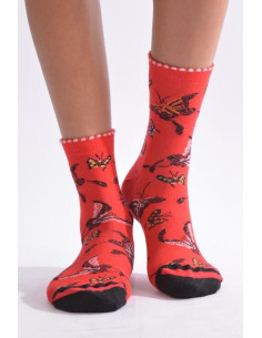 Chaussettes Fil de joie rouge Papillons