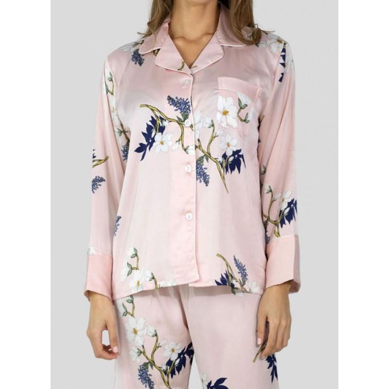 Pyjama HN satin rose Fleuris