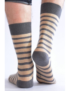 Chaussettes Hom rayures ego beige 2