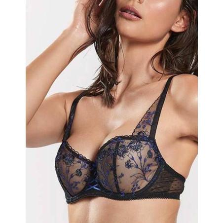 soutien gorge balconnet Aubade allée des plaisir noir bleu