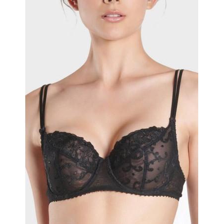 soutien gorge Aubade Décolleté noir effet de soie