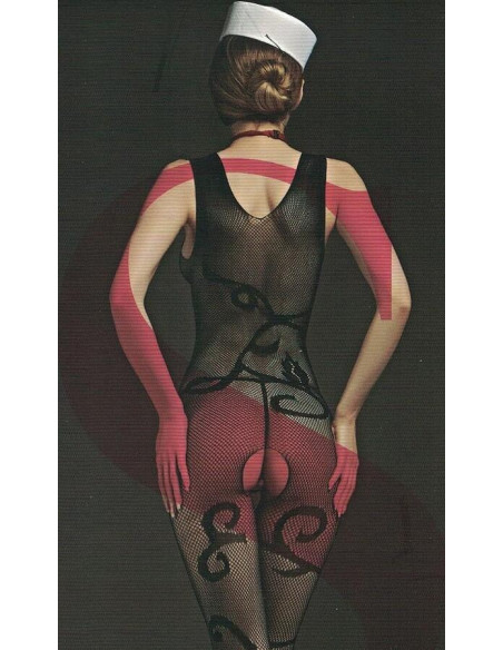 Collant Combianaison résille veloute florale