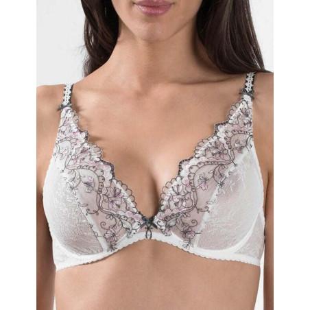 Soutien gorge Plongeant Ivoire dentelle femme romantique
