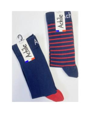 Duo Cahussettes Achille rayures Mariner
