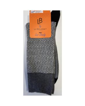 Chaussettes Le Bourget coton Les Dandys mosaique Gris