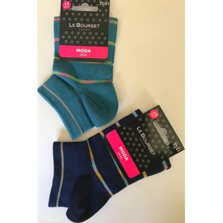 assortiment de chaussettes courtes coton naturel rayures chics