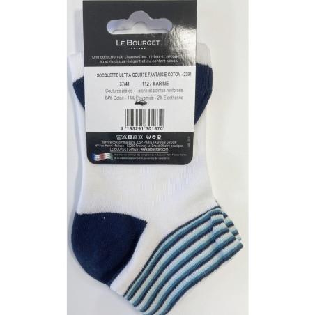 Socquette Le Bourget Blanc rayures Mariner