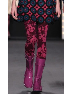 Collant imprimé chat rose