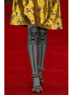 Collant opaque Imprimé baroque gris