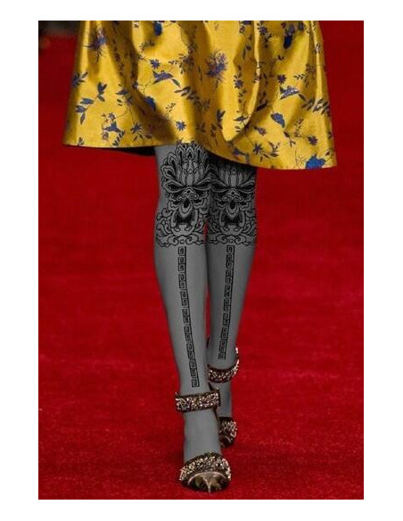 Collant opaque Imprimé baroque gris