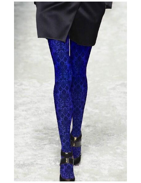 Collant impression baroque indigo