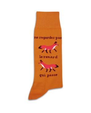 chaussettes pom de pin ne regardez pas le renard qui passe
