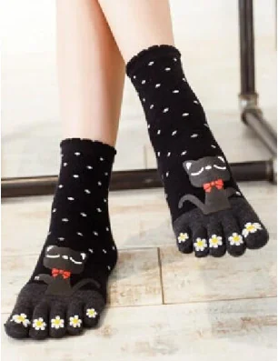 Chaussettes 5 doigts chats  noeuds papillons