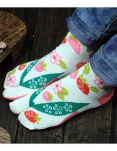 chaussettes tabi coton fruits fleuris