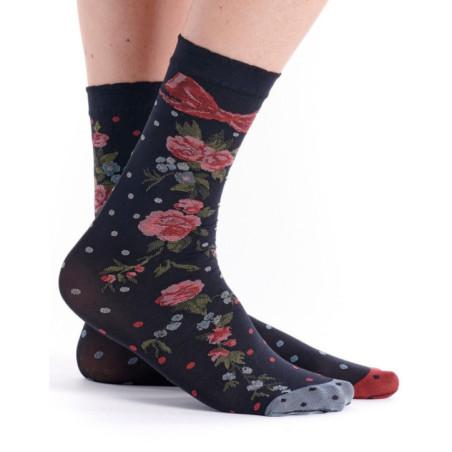 Chaussettes Fil de jour Lycra Plumetis Fleuri