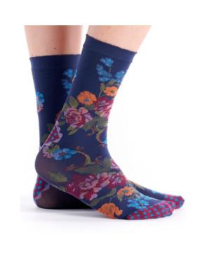 chaussettes bleuette Fleuri MArine