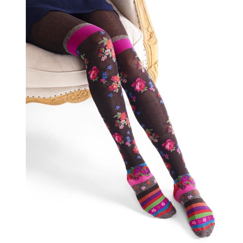 Collant Fil de Jour Brun Foulard bleuet