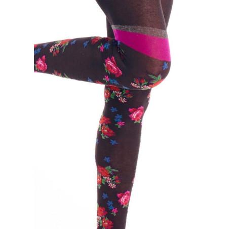 Collant Fil de Jour Brun Foulard bleuet