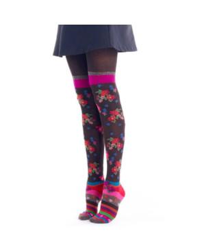  collant-d-hiver-à-fleurs-fil-de-joie-brun-foulard-fil0508-motif-fleuri