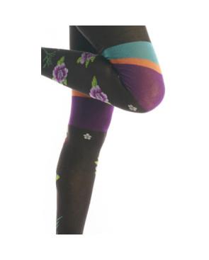Collant Fil De Jour chocolat fleuris