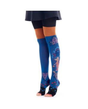  collant coton chaud fil de jour bleu licorne