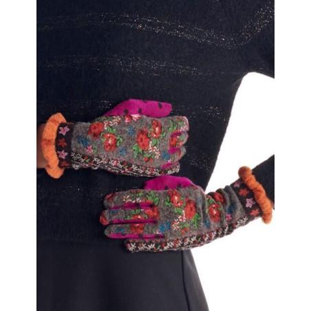 Gants Laine angora Fleurs patchwork Fil de jour