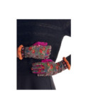 Gants laine Angora Fil de jour taupe patch