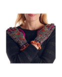 Gants laine Angora Fil de jour taupe patch