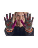 Gants laine Angora Fil de jour taupe patch