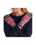 Gants Fil de jour laine angora rose à Fleurs
