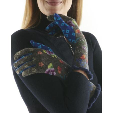 Gants Fil de jour laine angora oiseaux de feu