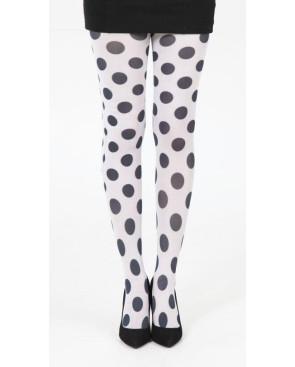 Collant Emilio Cavallini blanc pois noirs