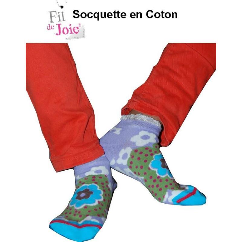 Fil de Joie Socquette Fleurs et Pois