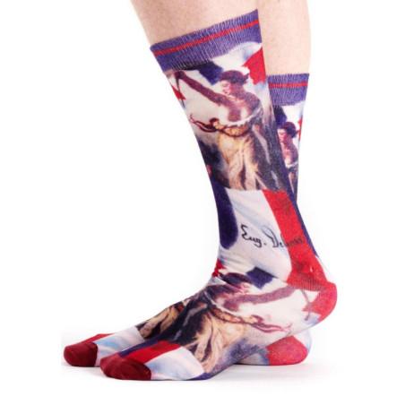 Chaussettes-bambou-imprimé-la-Liberté-Delacroix