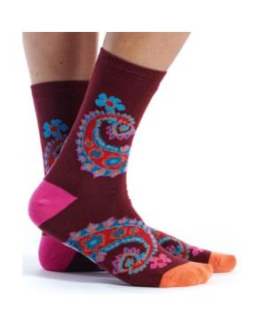 Chaussettes Ruban Rouge Bordeaux Cachemire Haut en couleur