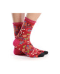 Chaussettes Ruban Rouges Bouquet Fleuris Rouge