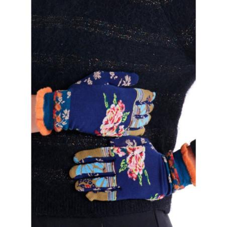 Gants Dub et Drino Bleu Fleuri MeliMelo