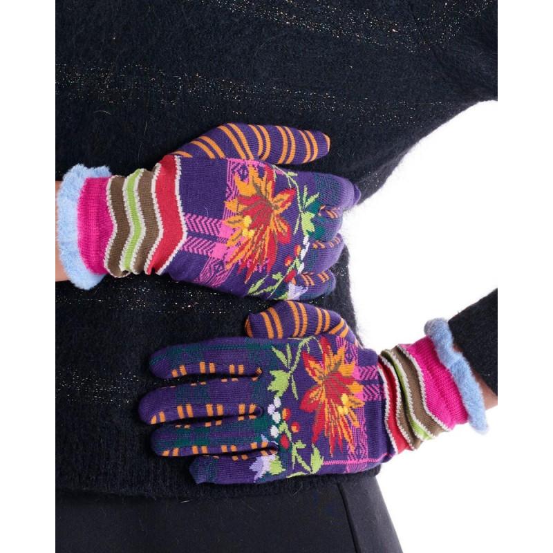 Gants Dub et Drino Violette Scott Fleuri