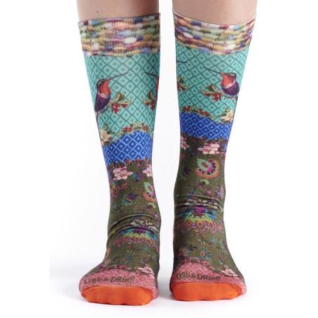 Chaussettes-Dub-et-Drino-Bambou-imprimé-Oiseau-bleu-DRINP16