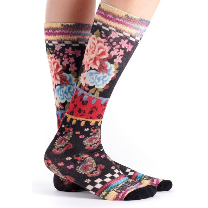 Chaussettes Bambou Dub et drino imprimé cachemire Fleuri