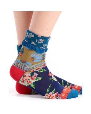 Mi bas love cat rayures roses et bleues