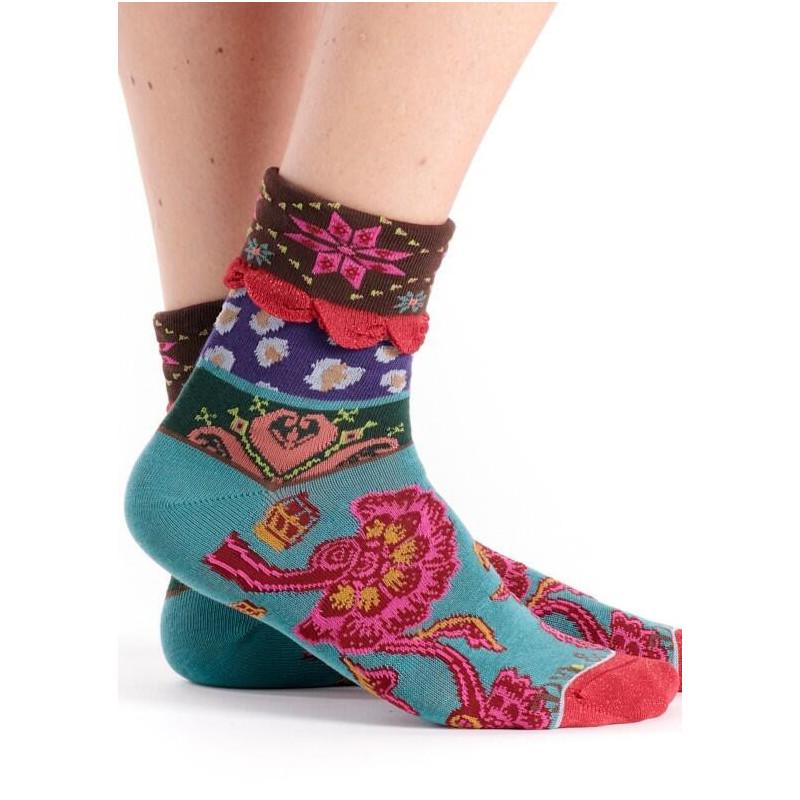Chaussettes Dub et Drino Revers Fleurs Dye