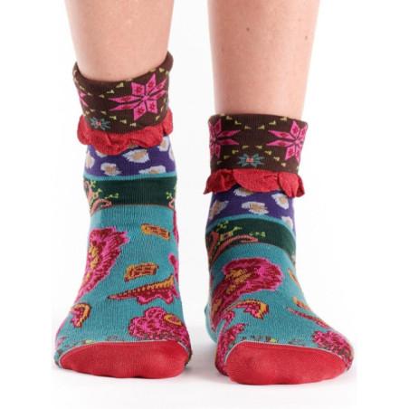 Chaussettes Dub et Drino Revers Fleurs Dye