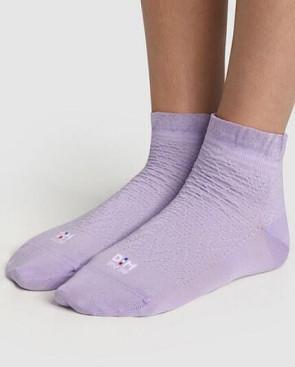  Socquette Madame Dim Bord souple fil d'ecosse violet